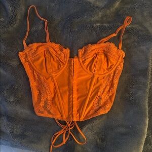 Edikted Orange Lace Corset Top
